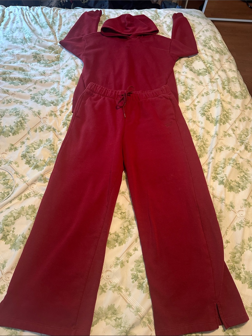 Reebok Women's Burgundy Wide-Leg Track Pants